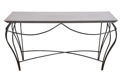 Mid Century Wrought Iron and Wood Foyer Table