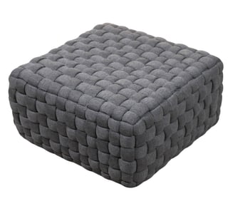 Modern Grey Jersey Upholstered Woven Ottoman