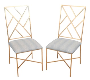 Chinese Chippendale Style Gilt Upholstered Chairs