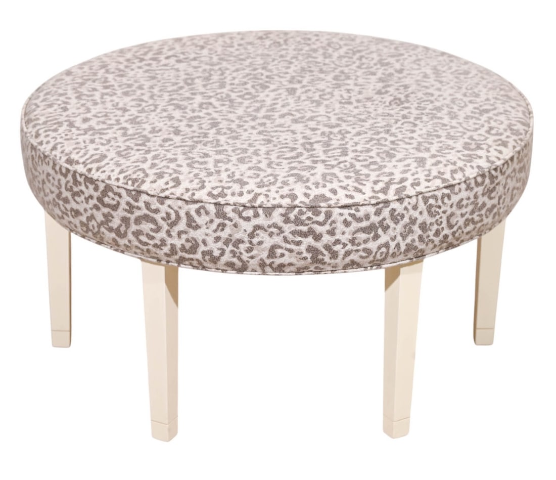 Josef Frank Upholstered Leopard Round Ottoman (1 of 10)