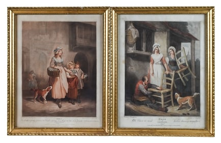 2 18th C F. Wheatley Engravings Cries of London