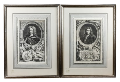 2 18th C Kneller & Houbraken Engraved Portraits