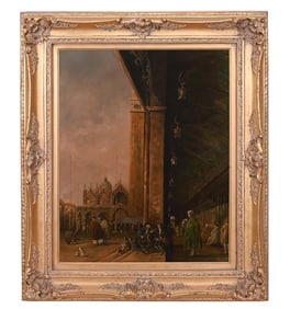 After Giovanni Canal Oil Painting Piazza San Marco