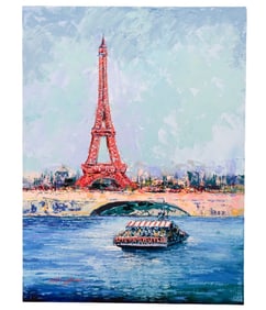 Kerry Hallam Signed Acrylic Painting Titled Eiffel