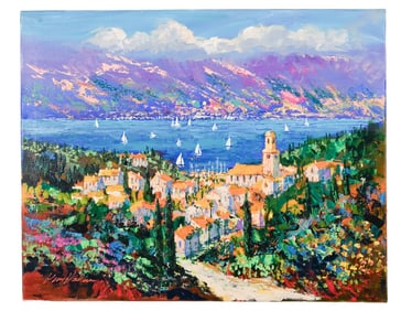 Kerry Hallam Signed Painting Niologue St. Tropez