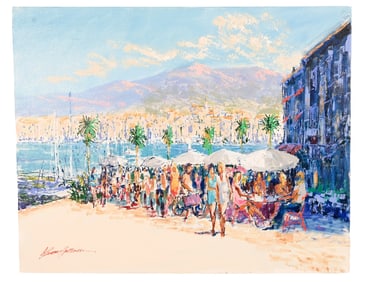 Kerry Hallam Signed Painting Titled St. Promenade
