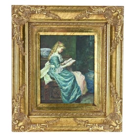 Borden Signed Victorian Style Oil Painting Women