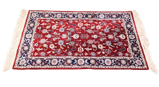 Persian Hand Knotted Wool Red & Blue Mahal Carpet