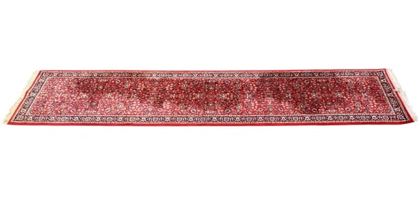 Persian Hand Woven Red Wool Mahal Carpet Runner