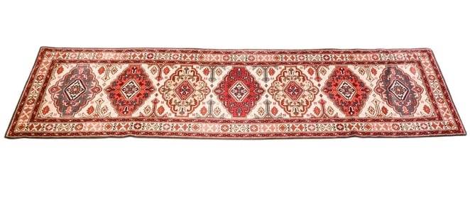 Hand Woven Persepolis Wool Carpet Runner Red Ivory