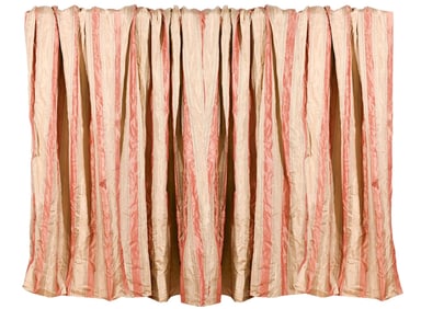 4 Custom Made Lined Silk Striped Drapes w Tie Back