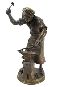 Adrien Etienne Gaudez Bronze Sculpture Ferronnier