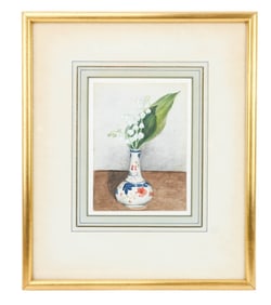 Still Life Watercolor Painting Lily of the Valley