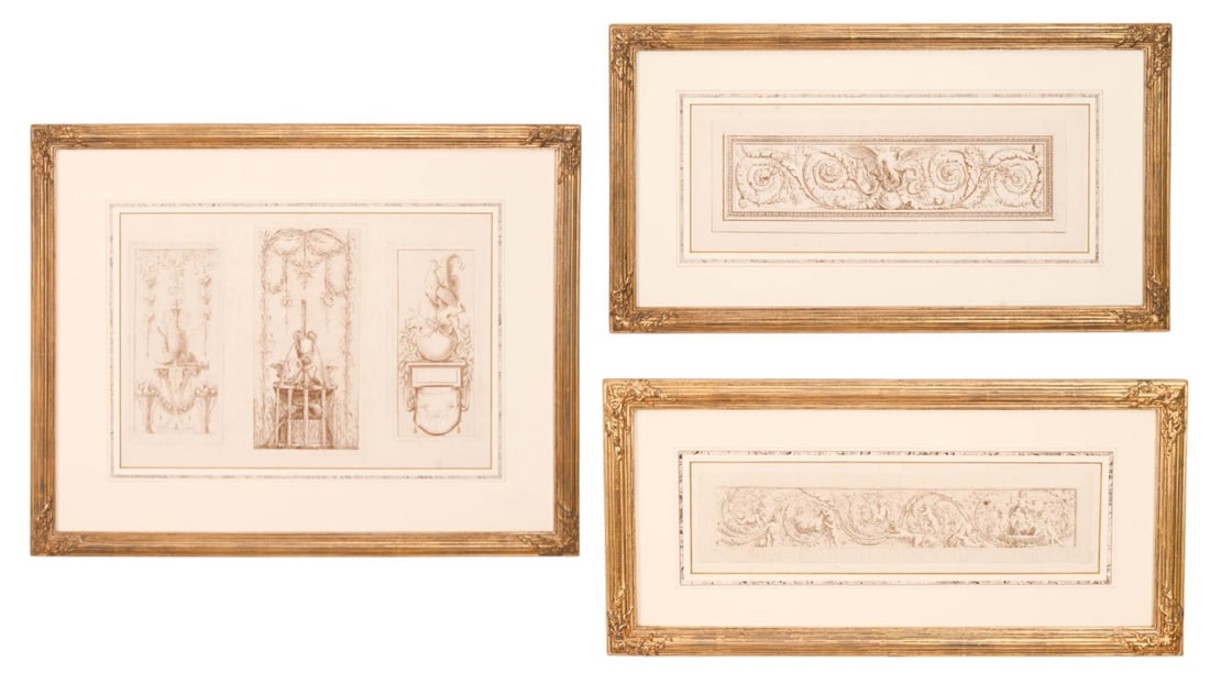 3 Antique Cartouche Framed Engravings (1 of 14)