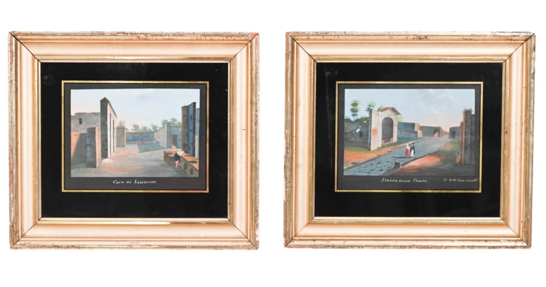 2 Antique Grand Tour Paintings Eglomise Frames (1 of 11)