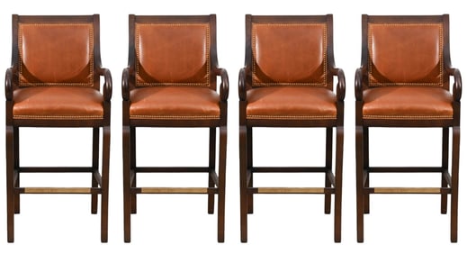 4 Hancock & Moore Embassy Leather Bar Stools