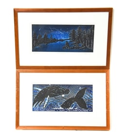 Pair Matthew Smith Signed Copper Block Etchings