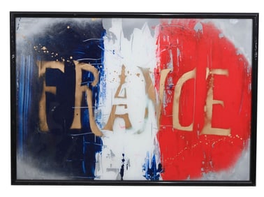 Expressionist Acrylic Painting of French Flag