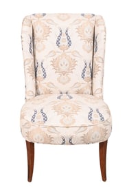 Contemporary Wing Back w Embroidered Upholstery