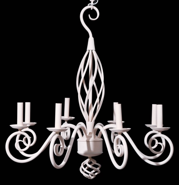 Farmhouse Style White Iron 8 Light Chandelier (1 of 9)