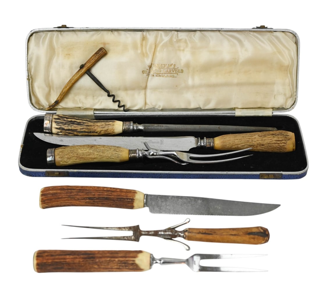 Antique Wostenholms England Antler Carving Set (1 of 11)