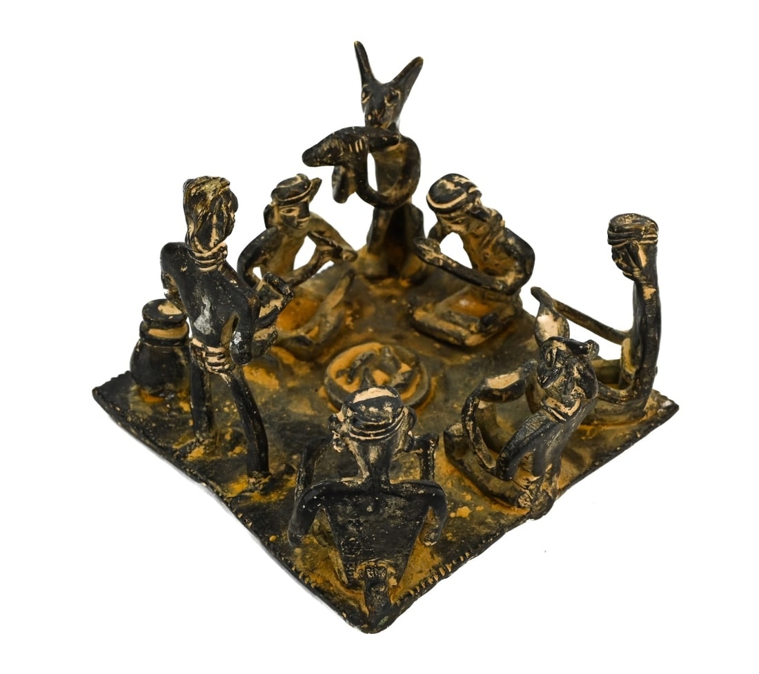 African Tribal Ceremonial Bronze Sculpture: Antique African Tribal Ceremonial Bronze Sculpture.Measures 3.5 inches x 5 inches square.