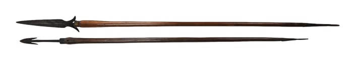 2 Philippine Wrought Iron Carved Spears