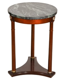 Empire Tripod Marble Top Side Table Brass Fittings