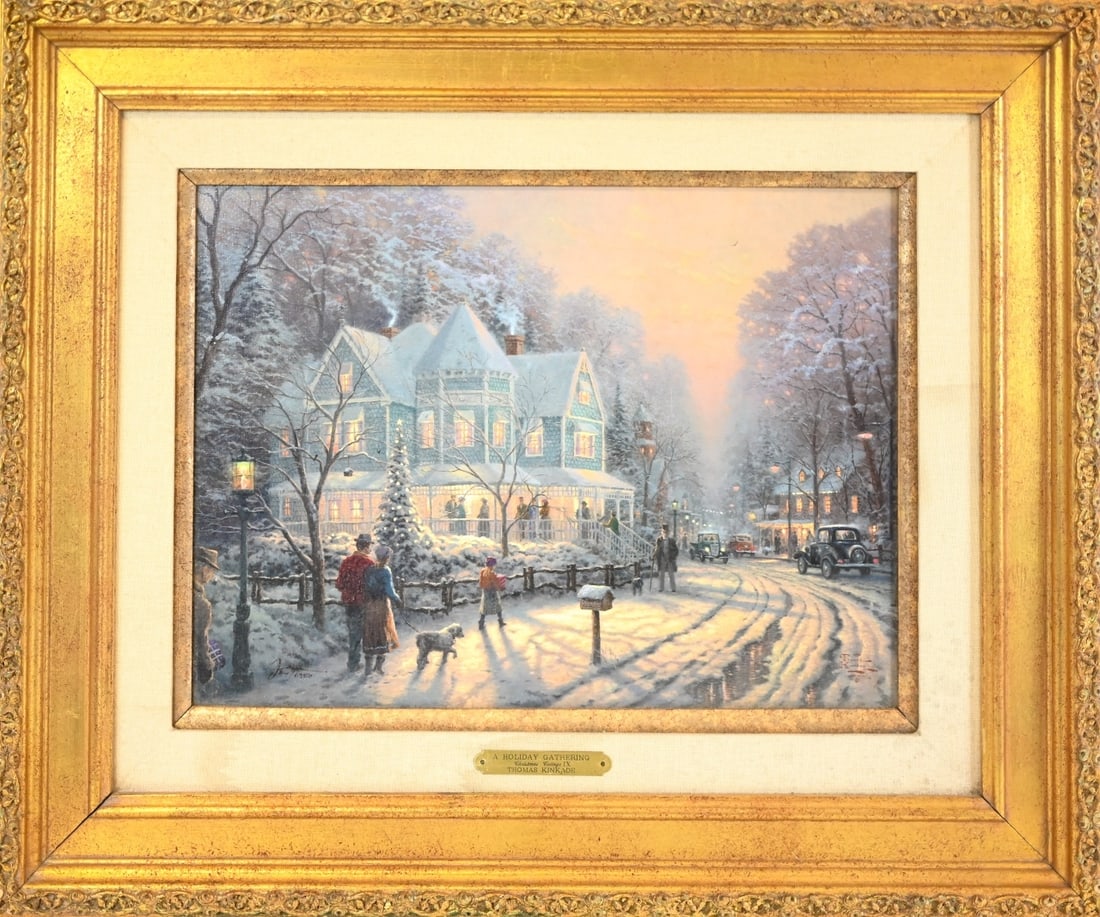 Thomas Kinkade Framed Giclee A Holiday Gathering (1 of 13)
