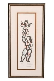 Chaim Gross Signed Artist Proof: Chaim Gross, American 1902-1991, Signed Artist Proof. Framed measures 25 inches x 12 inches.