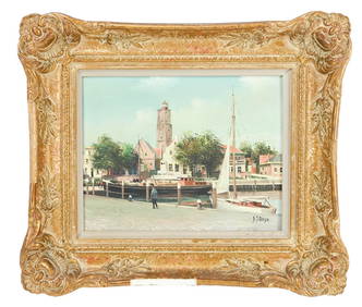 George Jan Dispo Signed Oil Painting Dutch Scene (1 of 11)