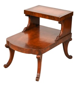 Ferguson Carved Leather Top Two-Tier Side Table