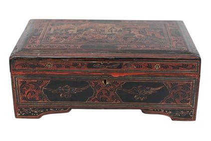 Burmese Lacquer Hand Painted Jewelry Box