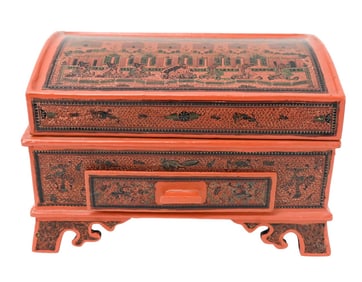 Burmese Lacquer Hand Painted Jewelry Box