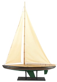 Vintage Hand Carved Pond Yacht Sailboat
