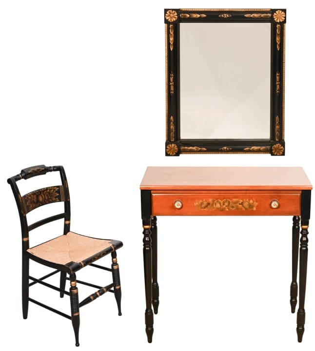 Lambert Hitchcock Harvest Stencil Black Vanity Set (1 of 19)