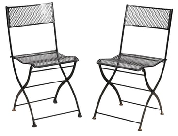 Pair Outdoor Iron Folding Chairs