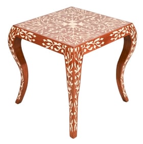 Anglo Indian Teak Bone Inlay Side Table