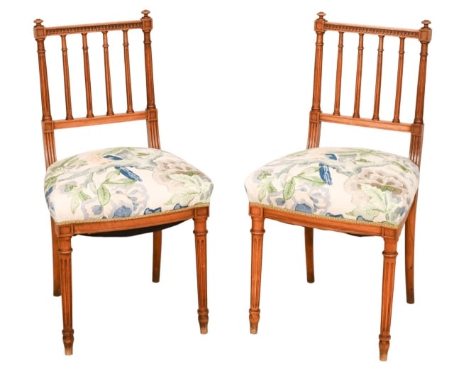 Pair Antique Carved Upholstered Chiavari Chairs (1 of 15)