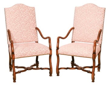 2 French Country Carved Oversized Armchairs