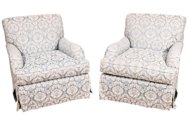 Pair Custom Upholstered Scalamdre Lounge Chairs (1 of 12)