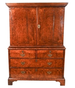 Antique Dutch Burr Walnut Linen Press