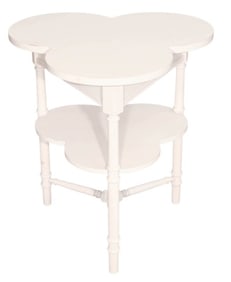 Modern White Painted Clover Shaped End Table