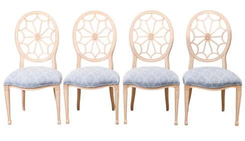 4 Hepplewhite Style Carved Upholstered Side Chairs