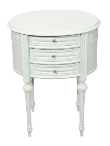 Swedish Style Carved Painted Oval Bed Side Table (1 of 13)
