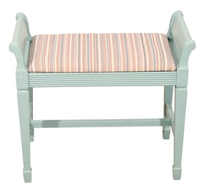 Hand Carved Hand Painted Custom Upholstered Bench