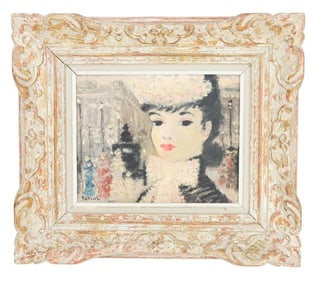 Carrol Signed Mid C Oil Painting Parisian Woman