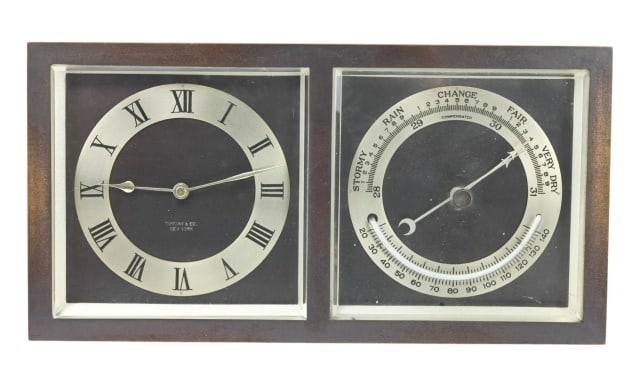 Tiffany & Co Bronze Chelsea Desk Clock Barometer (1 of 18)