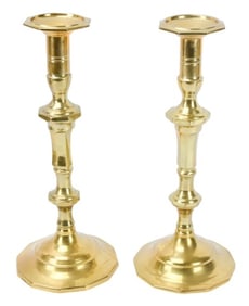 Pair Brass Federal Style Candlesticks