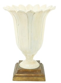 Vintage Hand Painted Cast Aluminum Mounted Planter